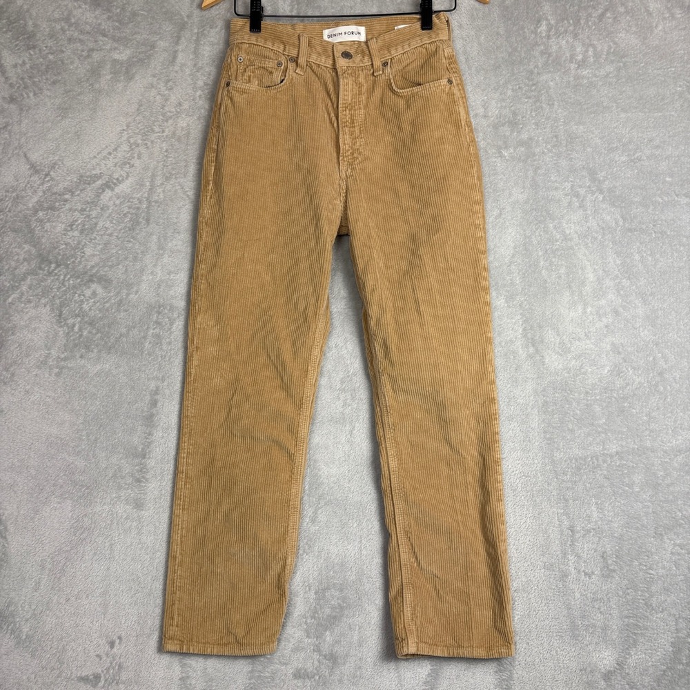 Denim Forum The Arlo High Rise Straight Corduroy Pants Tan Women Size 26 Western